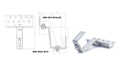 Brick roof hook (30 6 | 3x adjustable | reinforced (stainless steel 1.4301) - Image 3