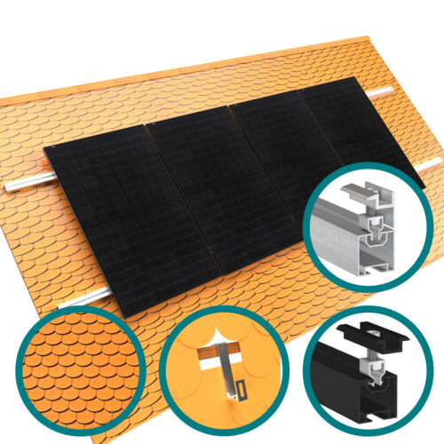 Photovoltaic mounting on beaver tail roof