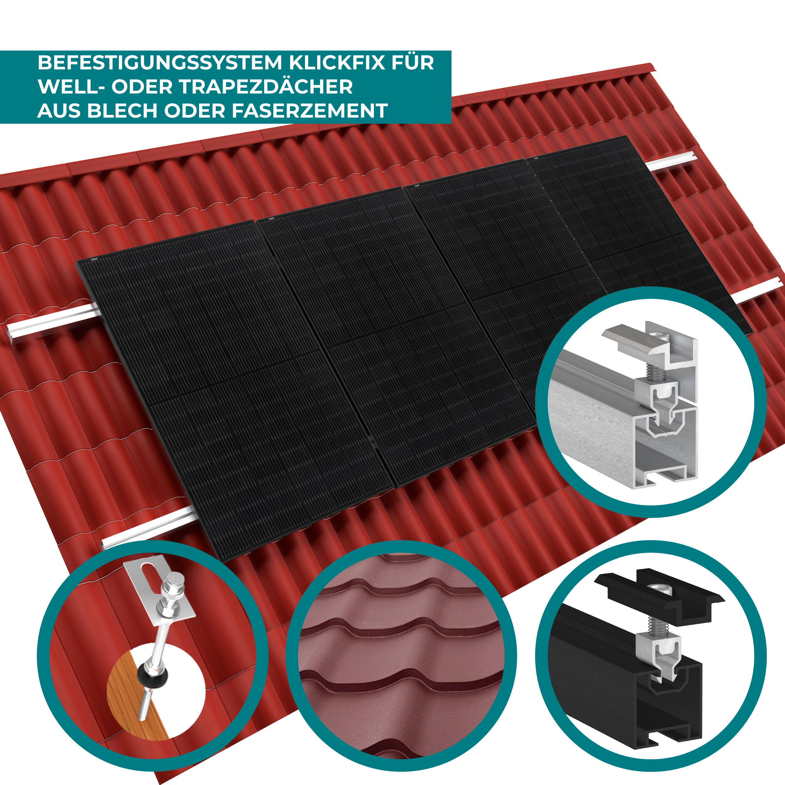 Klickfix mounting: photovoltaic on corrugated sheet, fibre cement roof - Image 2