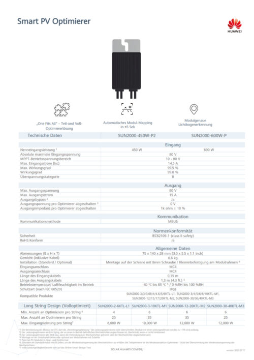 Huawei Leistungsoptimier MC4 SUN2000 450W P2 – Bild 5