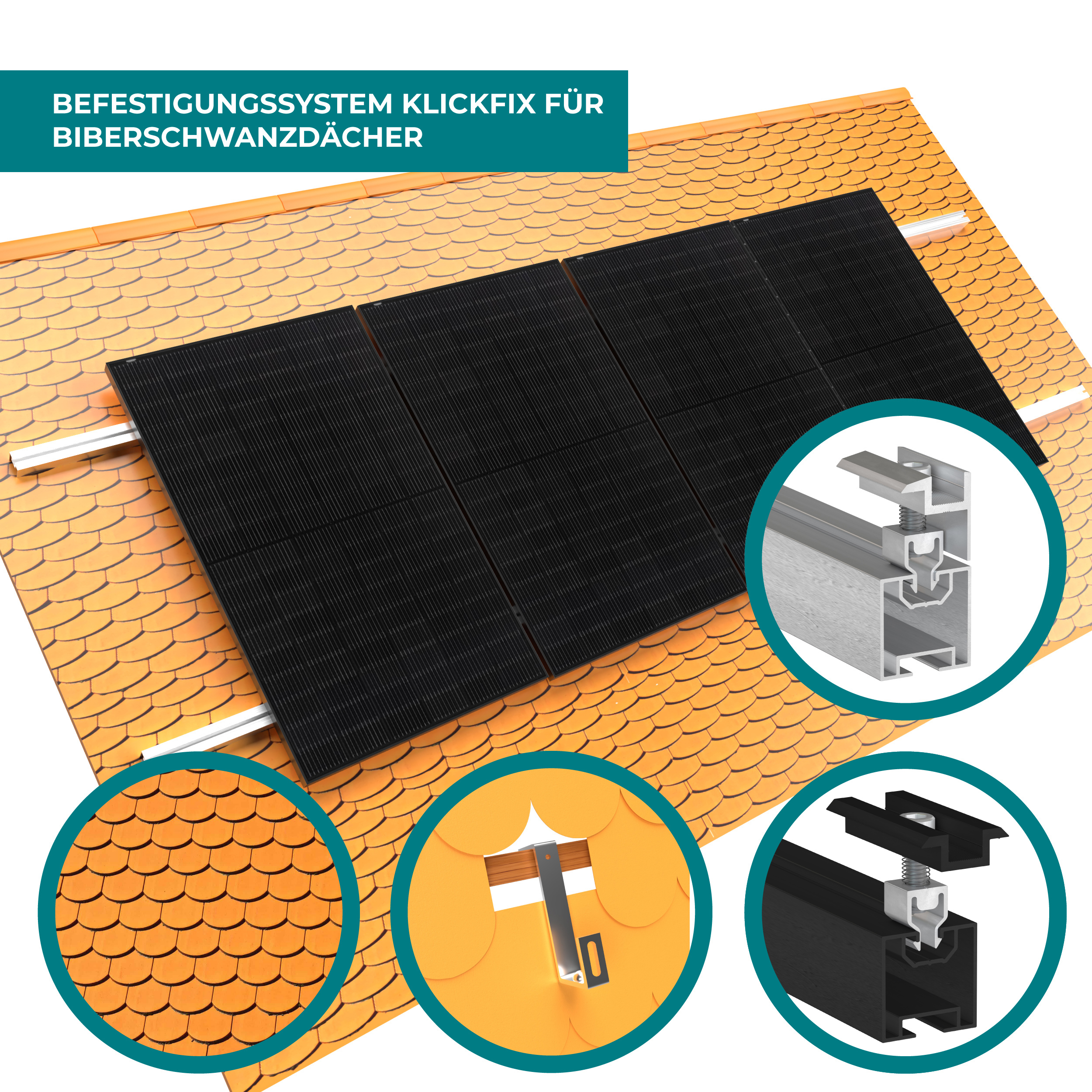 Klickfix photovoltaic mounting on beaver tail roof - Image 2