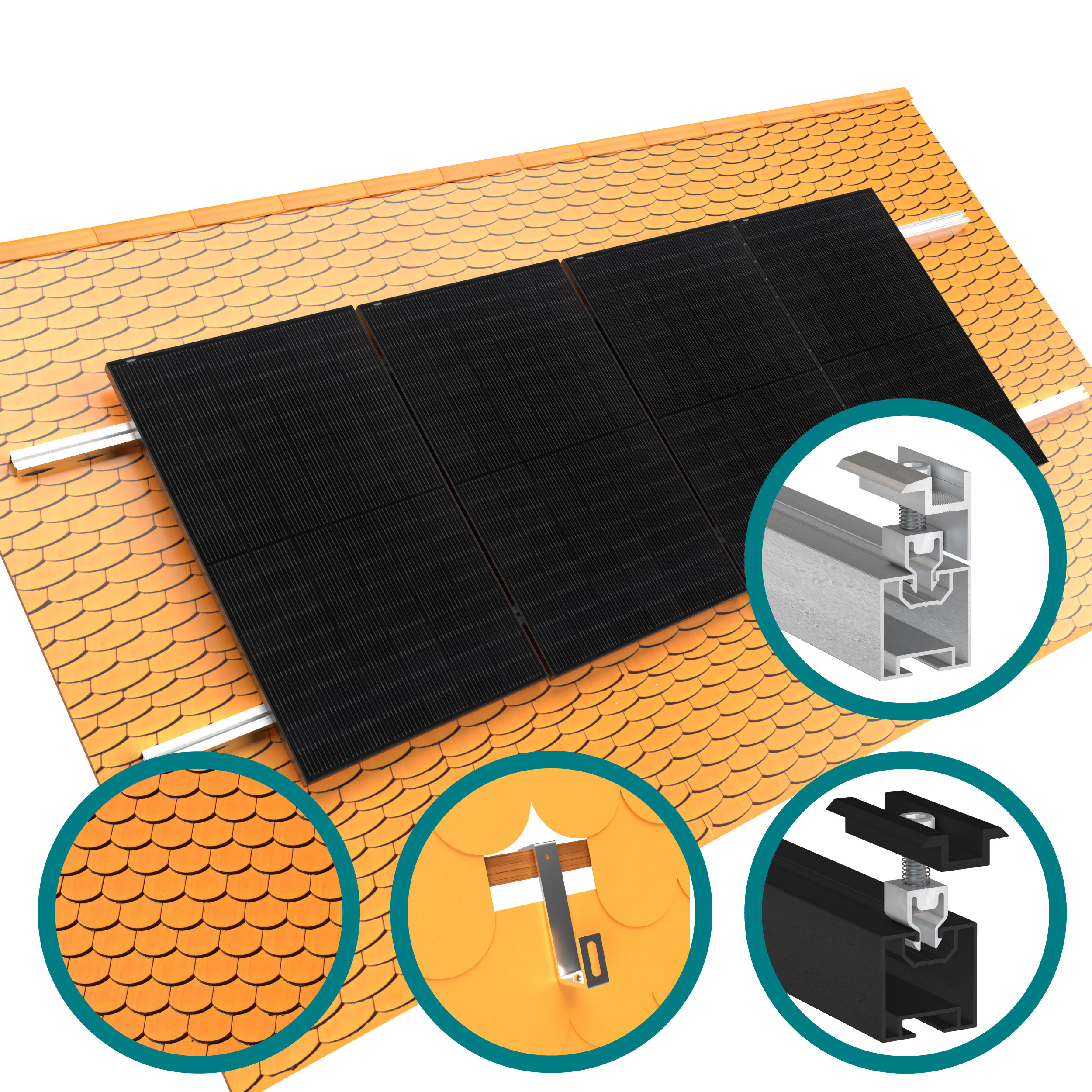 Klickfix photovoltaic mounting on beaver tail roof