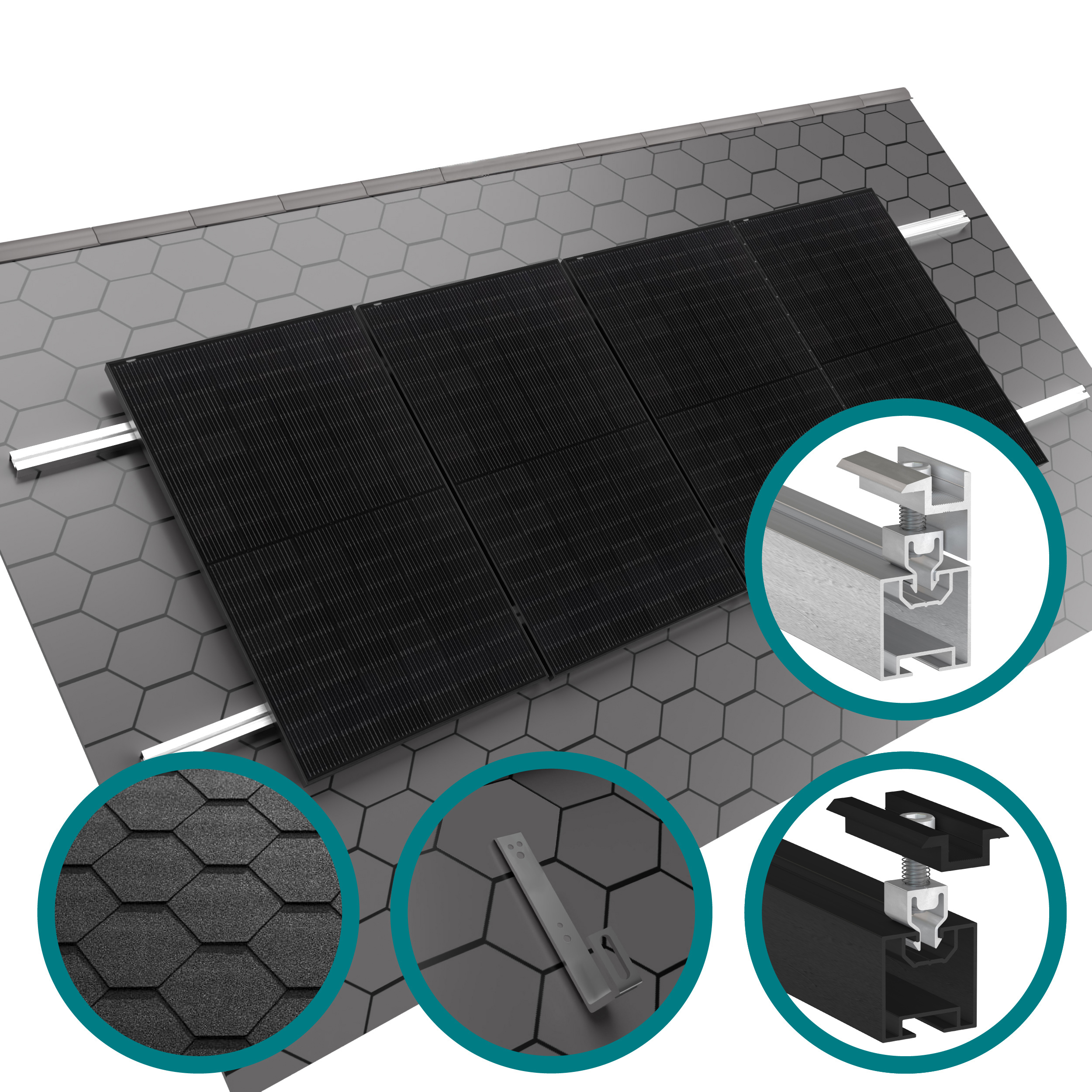 Photovoltaic mounting on bitumen flat roof & sloped roof