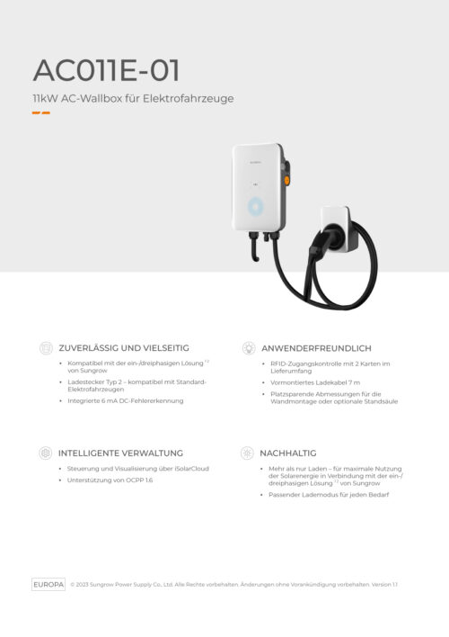 Sungrow Wallbox 11kW AC011E-01 - Image 2