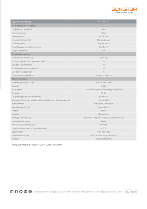Sungrow Wallbox 11kW AC011E-01 - Image 3