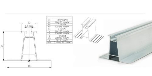 Trapezoid short rail high (total height 60 mm / length 0.40m) - Image 5