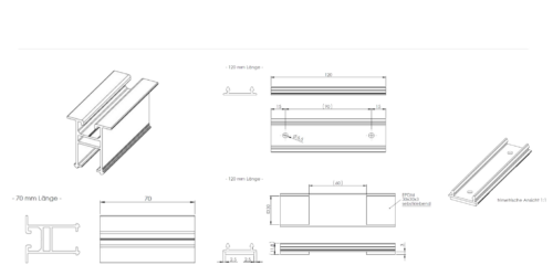 Short rail High bead click (high) pre-drilled + EPDM - Image 3