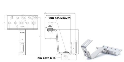 Ziegel Dachhaken (35×6 mm | 3fach verstellbar | verstärkt (Edelstahl 1.4301) – Bild 3