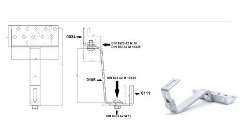 Basic Dachhaken (30×8 | 3fach verstellbar | langer Bügel (Edelstahl 1.4301) – Bild 3