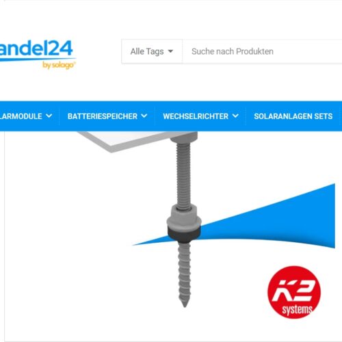 K2 SingleRail Stick screw M10x200 - Inclined roof corrugated fibre cement