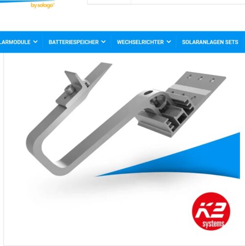 K2 SingleHook 3S Long für die Befestigung von Solarmodulen auf Schrägdächern mit Dachziegeln