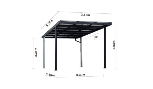 Solar-Carport Performance Single Schneelast 1,1 kN/m² – Windlastzone 2 – Bild 3