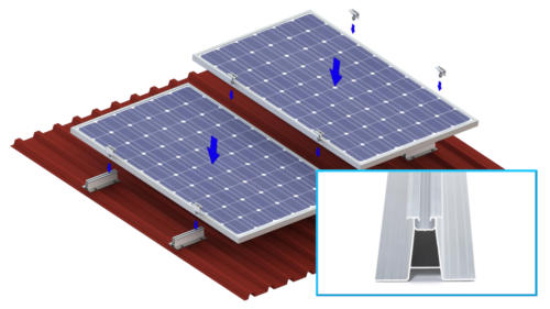 Photovoltaik Montageset | TrapezFix Pro | Kurzschienen hoch (6 cm hoch)