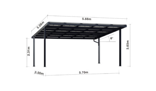 Solarcarport für 2 PKW – 15 Module | Schneelast 0,85 kN/m² | Windlastzone 3 – Bild 2